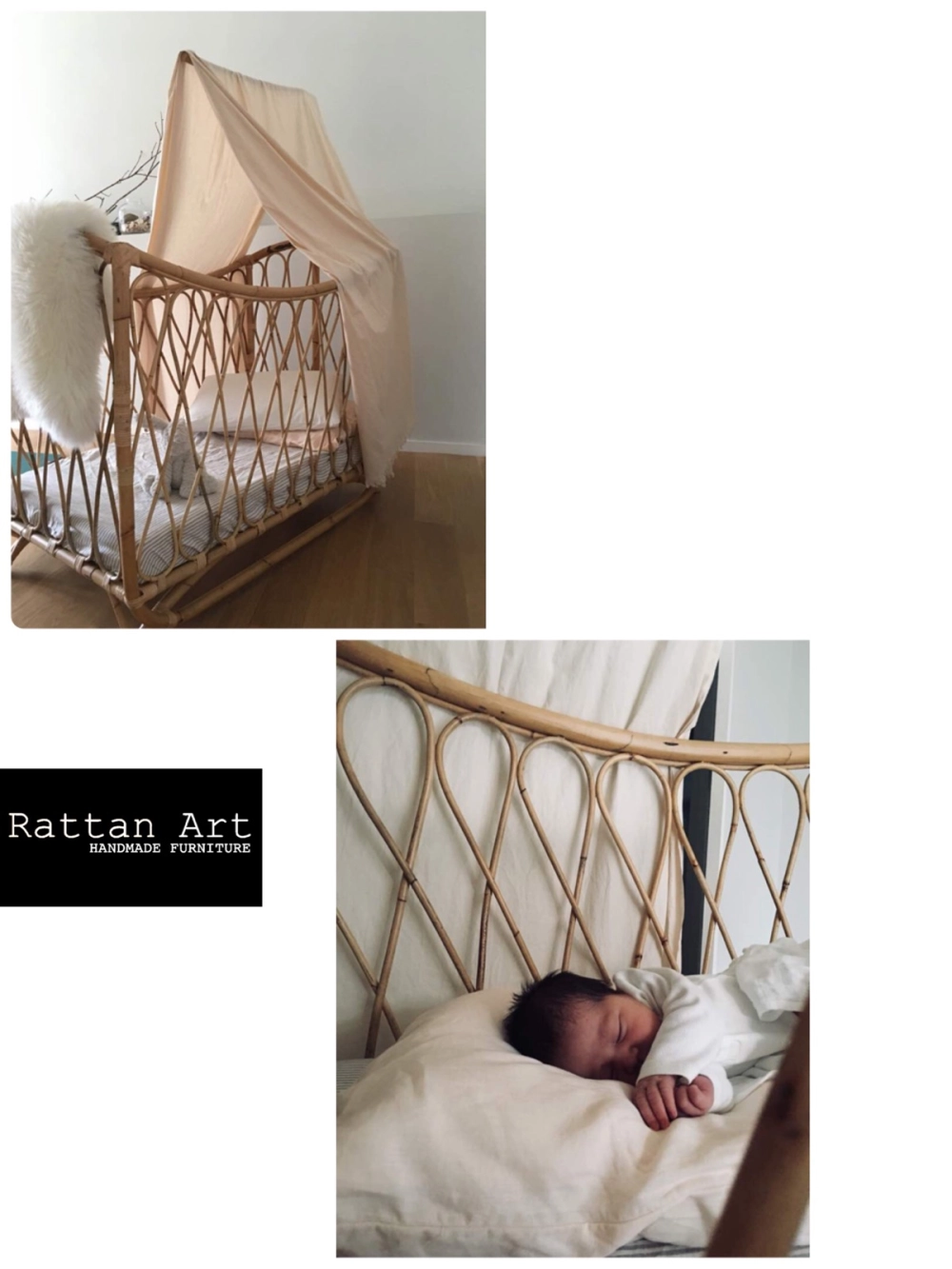 Custom Made Rattan Baby Bed / Baby Cot