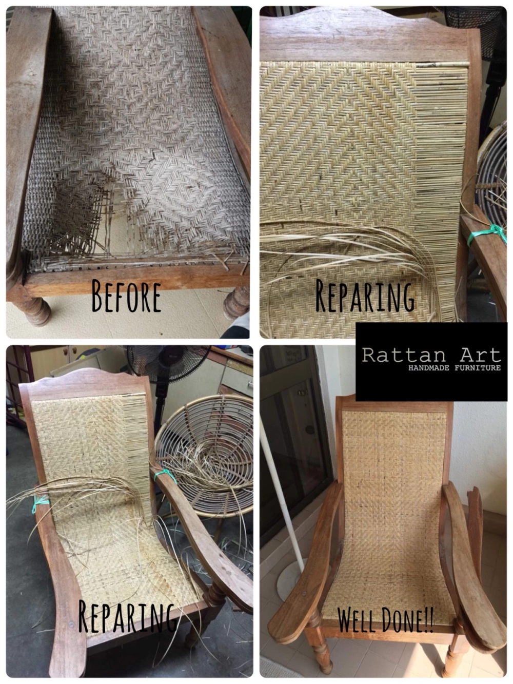 Repair Wooden Chair With Rattan Weave 