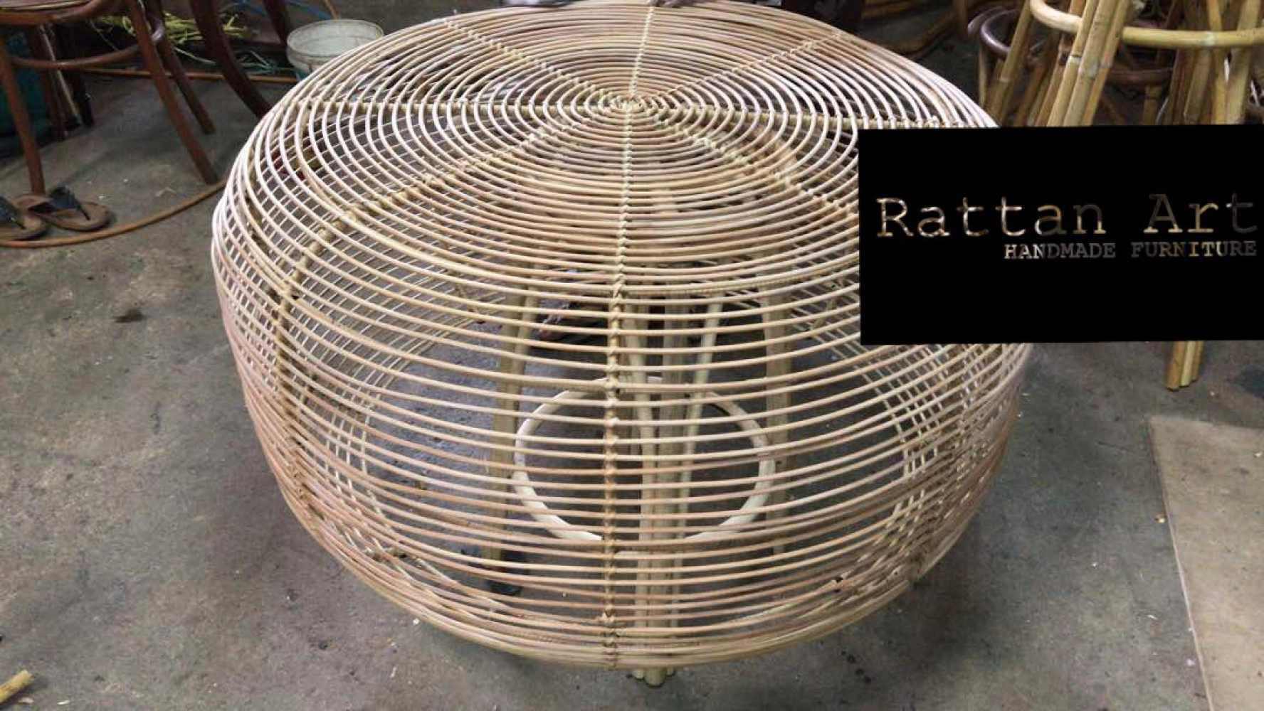 Custom Made Rattan Coffee Table With Metal Structure 