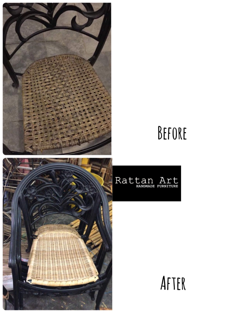 Repajr Metal Chair With Rattan Weave 