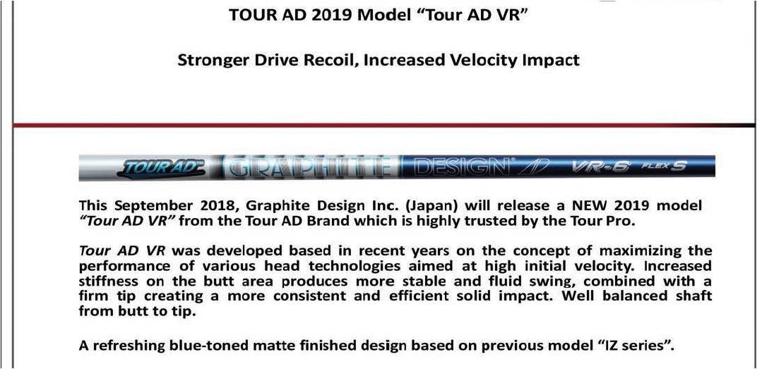 Tour AD 2019 Model Tour AD VR Shaft