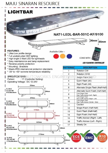 SLIM LIGHT BAR FOR AMBULANCE LEDL-BAR-501C-KF/9100 LIGHT BAR AND BACON  PERALATAN AMBULANS Kuala Lumpur (KL), Malaysia, Selangor Supplier, Suppliers, Supply, Supplies | Mobile Life Automobil Sdn Bhd