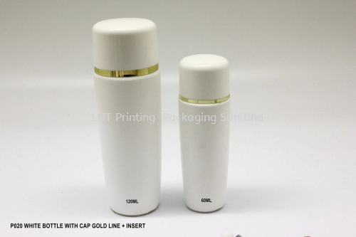 P020 WHITE BOTTLE GOLD LINE + INSERT