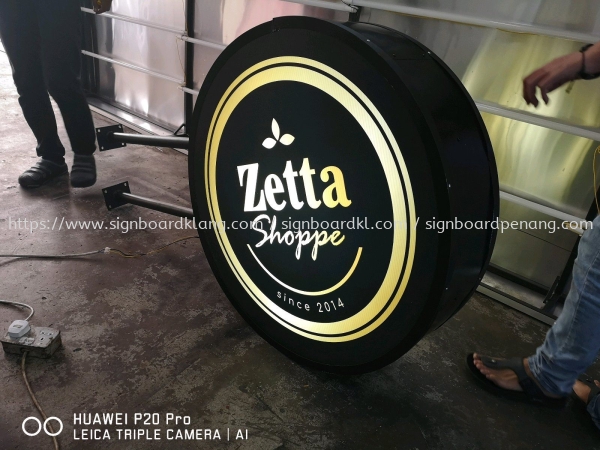 Zetta Cafe Round Shape Signboard at setia alam Round Shape Light Box Selangor, Malaysia, Kuala Lumpur (KL) Pembuat, Pebekal, Pemasangan | Great Sign Advertising (M) Sdn Bhd