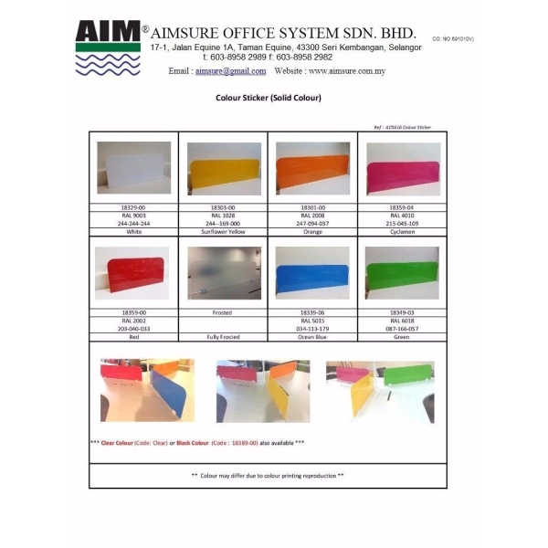 Acrylic panel colour chart Workstation Fabric Chart Office Workstation Malaysia, Selangor, Kuala Lumpur (KL), Seri Kembangan Supplier, Suppliers, Supply, Supplies | Aimsure Sdn Bhd