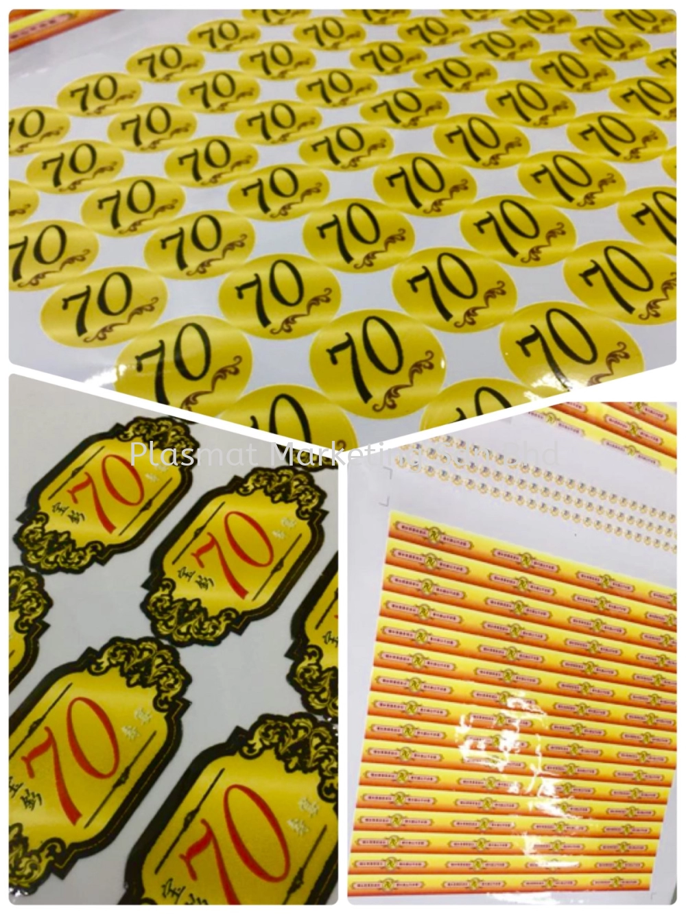 Inkjet Printing Sticker for 70th Birthday Party Celebration