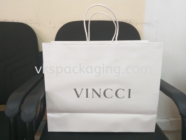 vincci paper bag M 160gsm bleached kraft with white twisted handle White Craft Paper Bag Malaysia, Selangor, Kuala Lumpur (KL), Seri Kembangan Manufacturer, Supplier, Supply, Supplies | VKS Packaging Manufacturing Sdn Bhd