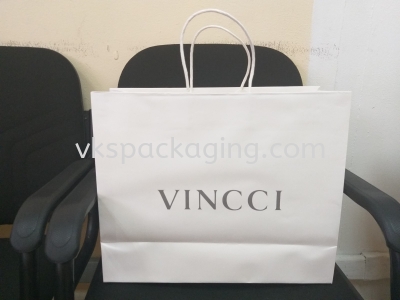 vincci paper bag M 160gsm bleached kraft with white twisted handle