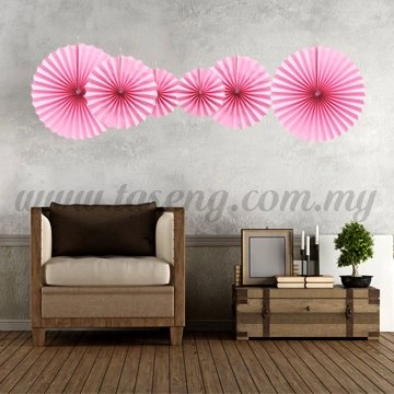 Paper Fan * Plain Baby Pink - 6pcs (PD-PF-80180)