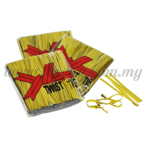 8cm Twist Tie -Gold 1pack *800pcs+- (TT-G)