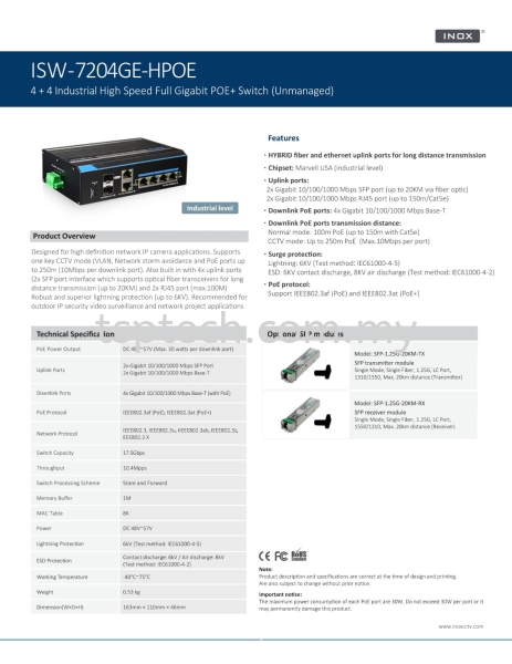  Gigabit POE Network Switch INOX CCTV Penang, Bukit Mertajam, Malaysia Supplier, Installation, Supply | TSP Technology Enterprise