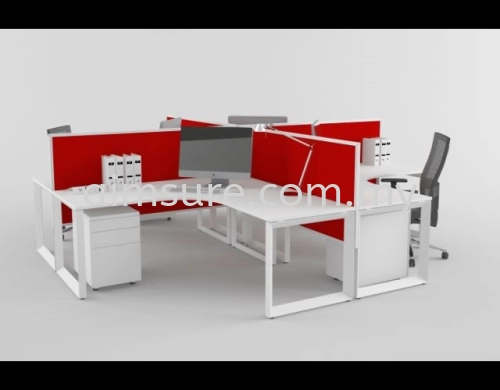 4 gang cross shape workstation AIM Desking system