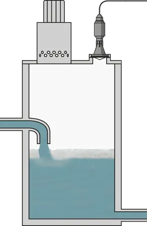 Level measurement in a vacuum tank