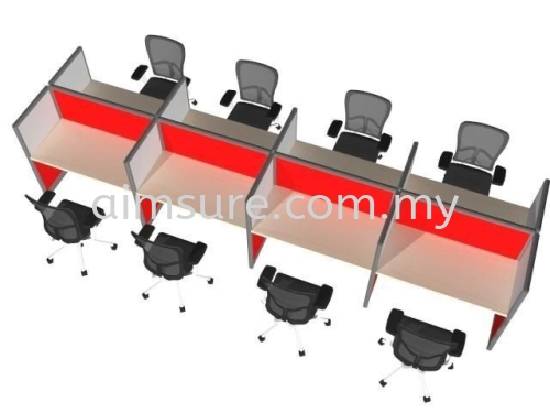 8 person rectangular call centre workstation