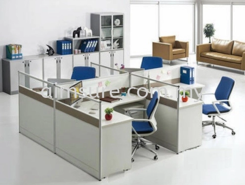 4 cluster L shape workstation with AIM Slim Block System