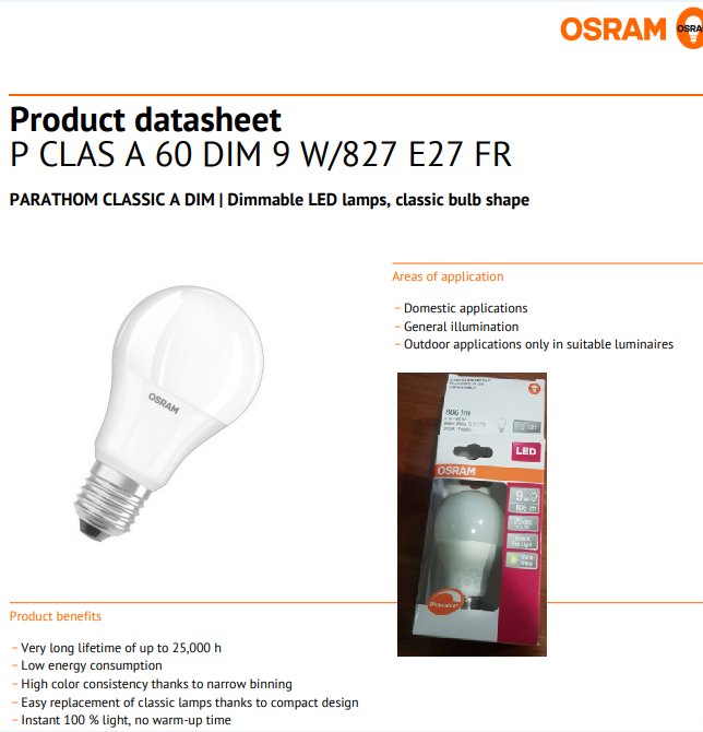OSRAM SUPERSTAR CLASSIC A60 9W-60W E27 806LM 25000HRS LED DIMMABLE GLS BULB  2700K WARMWHITE Kuala Lumpur (KL), Selangor, Malaysia Supplier, Supply,  Supplies, Distributor | JLL Electrical Sdn Bhd