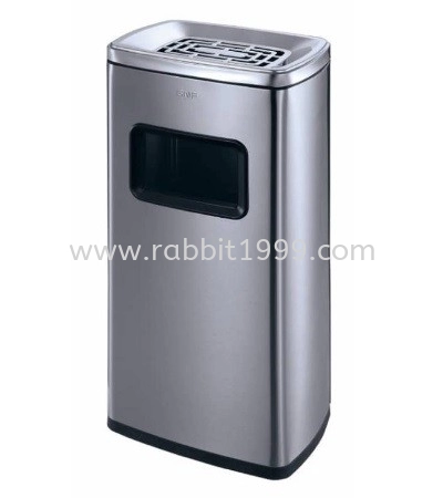 STAINLESS STEEL RECTANGULAR BIN c/w ashtray top - 30lt