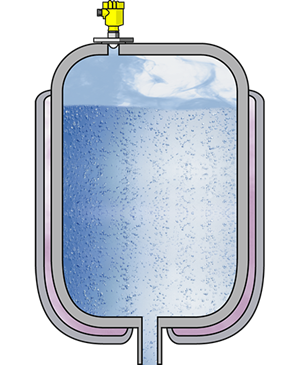 Level measurement in the preparation tank for solvents