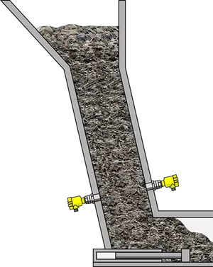 Detection of the level in the feed chute