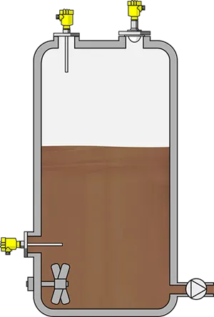 Level measurement and point level detection in an intermediate storage tank