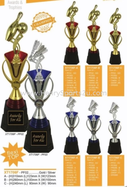 XT1706F Plastic Trophy (Bowling_ Badminton) Plastic Trophy Trophy Award Trophy, Medal & Plaque Kuala Lumpur (KL), Malaysia, Selangor, Segambut Services, Supplier, Supply, Supplies | Henry Sports