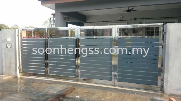  FOLDING DOOR MAIN GATE STAINLESS STEEL Johor Bahru (JB), Skudai, Malaysia Contractor, Manufacturer, Supplier, Supply | Soon Heng Stainless Steel & Renovation Works Sdn Bhd