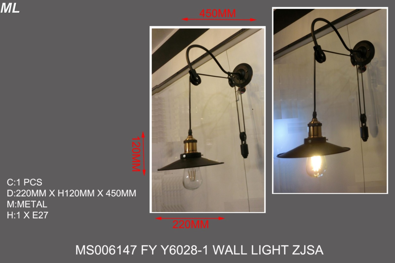 MS006147 FY Y6028-1 WALL LIGHT ZJSA Others Johor Bahru (JB)