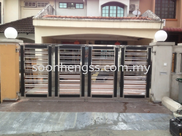  FOLDING DOOR MAIN GATE STAINLESS STEEL Johor Bahru (JB), Skudai, Malaysia Contractor, Manufacturer, Supplier, Supply | Soon Heng Stainless Steel & Renovation Works Sdn Bhd