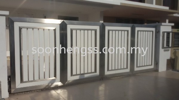  FOLDING DOOR MAIN GATE STAINLESS STEEL Johor Bahru (JB), Skudai, Malaysia Contractor, Manufacturer, Supplier, Supply | Soon Heng Stainless Steel & Renovation Works Sdn Bhd