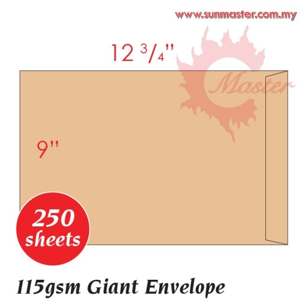 9" x 12 3/4" Giant Envelope (250s) Giant Envelopes Envelopes ŷ Petaling Jaya (PJ), Selangor, Kuala Lumpur (KL), Malaysia. Supplier, Supply, Supplies, Service | Sun Master Fancy Paper Sdn Bhd