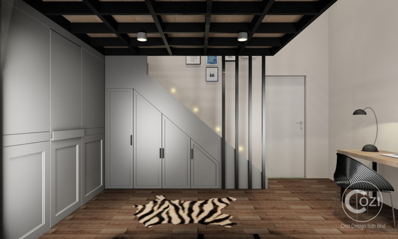 Mezzanine With Industrial Design Style Bedroom Interior