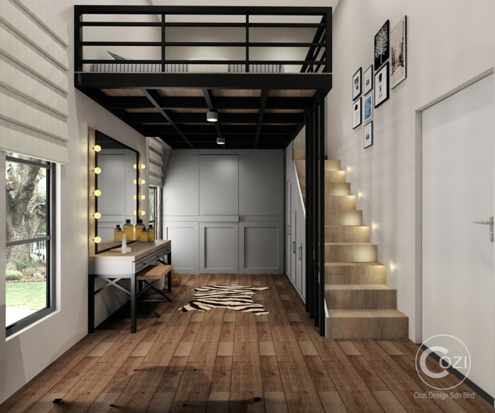 Mezzanine With Industrial Design Style Bedroom Interior Design