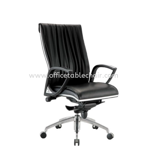 VITTA DIRECTOR MEDIUM BACK LEATHER CHAIR C/W CHROME TRIMMING LINE 