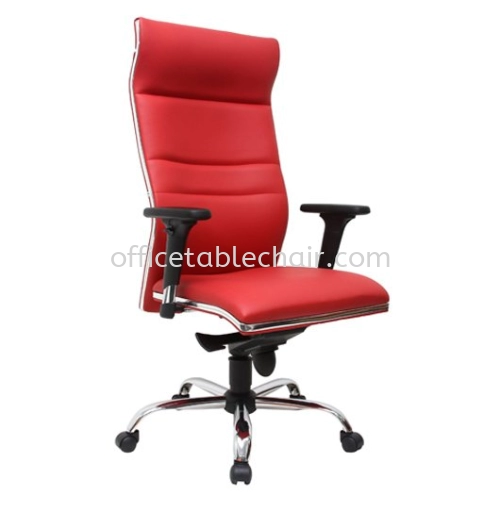 ZOLO(B) DIRECTOR HIGH BACK LEATHER CHAIR C/W CHROME TRIMMING LINE