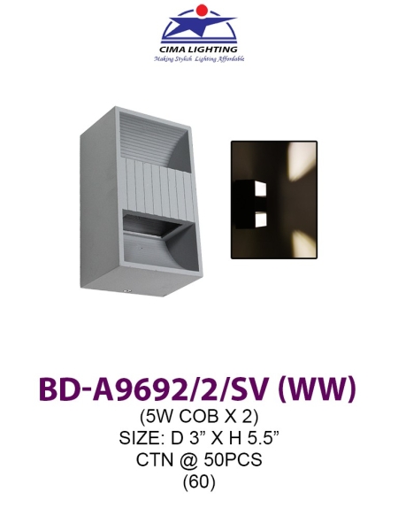 BD A9692-2-SV Outdoor Wall Light Outdoor Light Johor Bahru (JB), Johor, Malaysia. Supplier, Suppliers, Supplies, Supply | HT Lighting Sdn Bhd