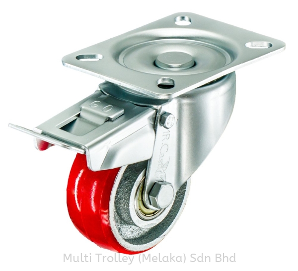 EURO Type RPU Brake Polyurethane (PU) Medium Duty (200kg-500kg) Castor & Wheel Malaysia, Melaka Supplier, Suppliers, Supply, Supplies | Multi Trolley (Melaka) Sdn Bhd