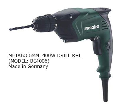 METABO 6MM, 400W DRILL R+L, MODEL: BE4006 (GERMANY)