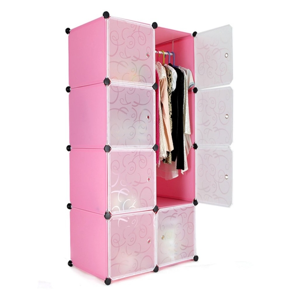 Portable DIY Design Stackable 8 Cube Storage Cabinet Stackable Wardrobe Storage (Black) with Free 1 Hanging Rod (Pink) Wardrobe Bedroom Malaysia, Selangor, Kuala Lumpur (KL) Supplier, Suppliers, Supply, Supplies | Like Bug Sdn Bhd