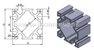 Aluminium Profile 70 X 70 (Light Duty) 