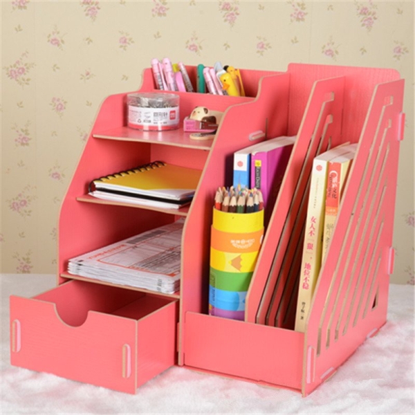 Double Grid Wooden Office Table Organizer Document Rack with Drawer (Red) Desk Organizer Office Furniture Malaysia, Selangor, Kuala Lumpur (KL) Supplier, Suppliers, Supply, Supplies | Like Bug Sdn Bhd