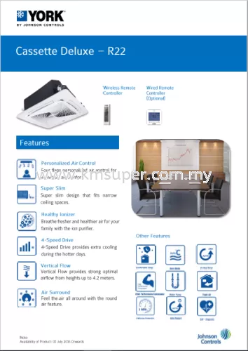 YORK R22 NON-INVERTER CEILING CASSETTE