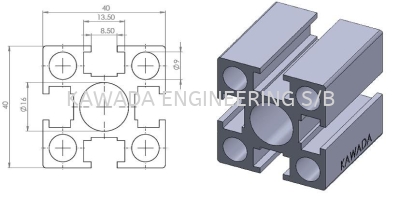 Aluminium Profile 40 X 40 (Heavy Duty) 