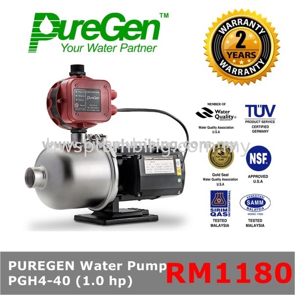 PUREGEN PGH4-40 Water Pressure Pump Puregen Water Pressure Pump Selangor, Malaysia, Melaka, Kuala Lumpur (KL), Seri Kembangan, Bukit Beruang Supplier, Supply, Repair, Service | BWS Sales & Services Sdn Bhd
