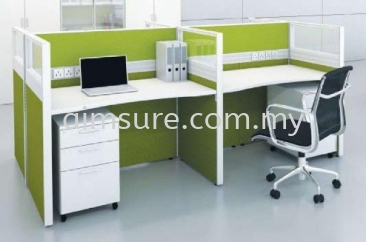 4 gang rectangular workstation in green colour