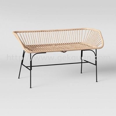 BENCH 007 - RATTAN BENCH WITH IRON FEET