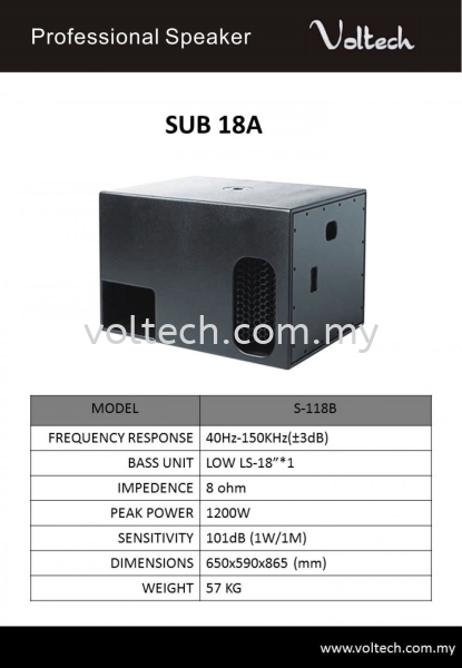 SUB 18A Voltech Speaker & SUB Johor Bahru, JB, Johor, Malaysia. Supplier, Suppliers, Supplies, Supply | Voltech Professional