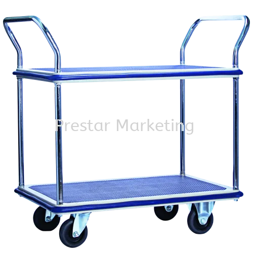 MYSTAR - METAL PLATFORM DOUBLE DECKER DOUBLE HANDLE TROLLEY