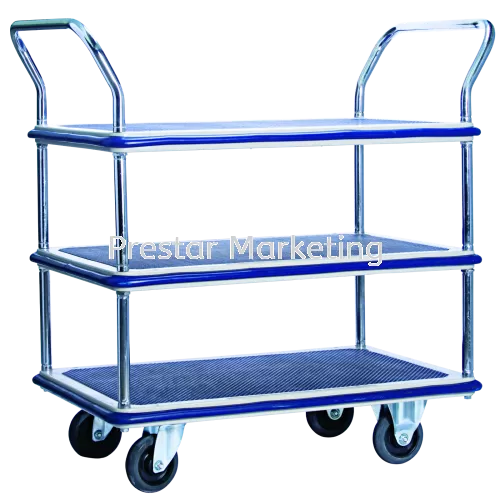 MYSTAR - METAL PLATFORM TRIPLE DECKER DOUBLE HANDLE TROLLEY