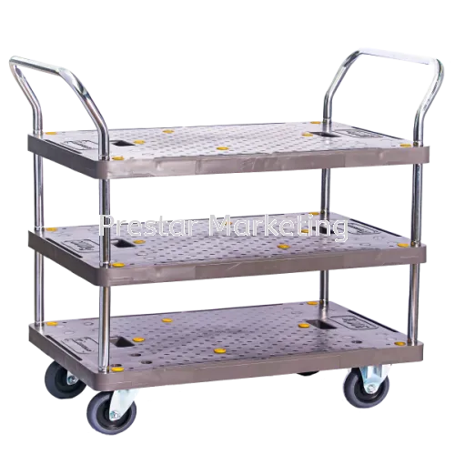 MYSTAR - PVC PLATFORM TRIPLE DECKER DOUBLE HANDLE TROLLEY