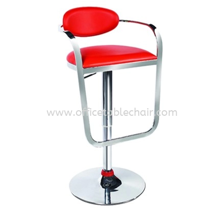 HIGH BARSTOOL CHAIR WITH BACKREST C/W ROUND CHROME METAL BASE ST31-F